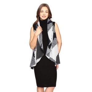Only- Damya Nightsky-knit Waistcoat-Black, White & Gray geometric vest- OS NWT